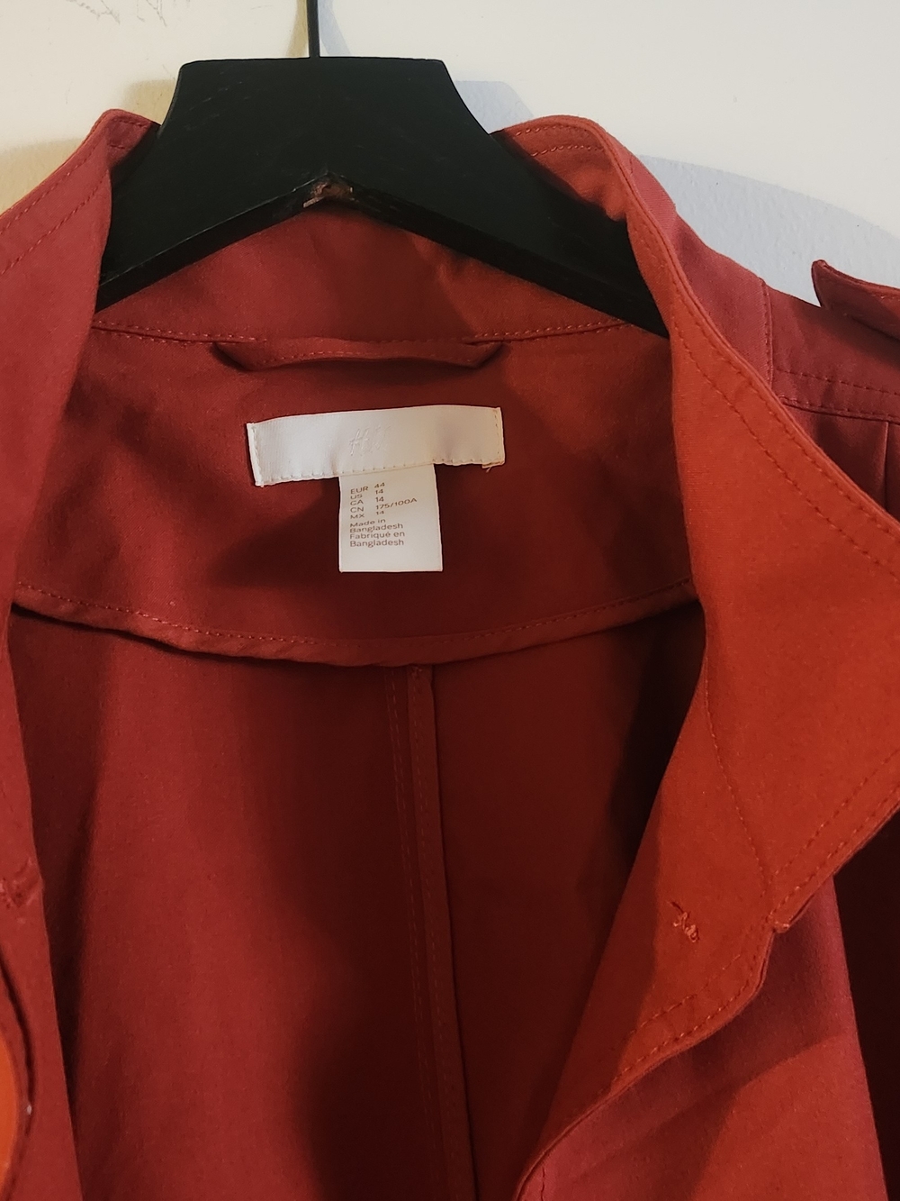 H&M Rust Red Trench Coat